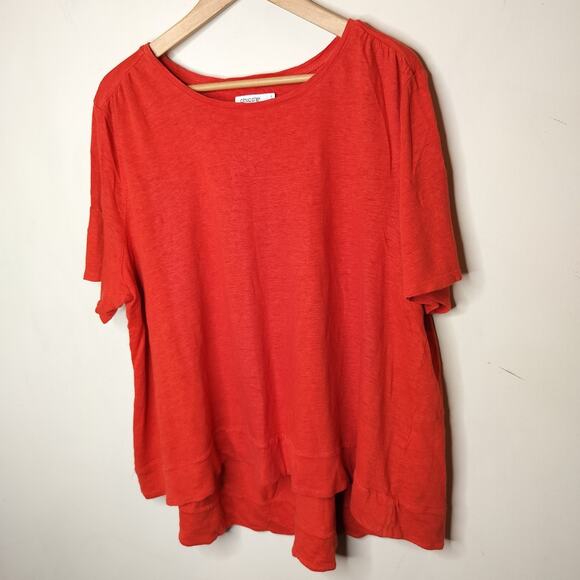 Chico's 100% Linen Knit Top Tee Tiered Short Sleeve - Picture 4 of 10